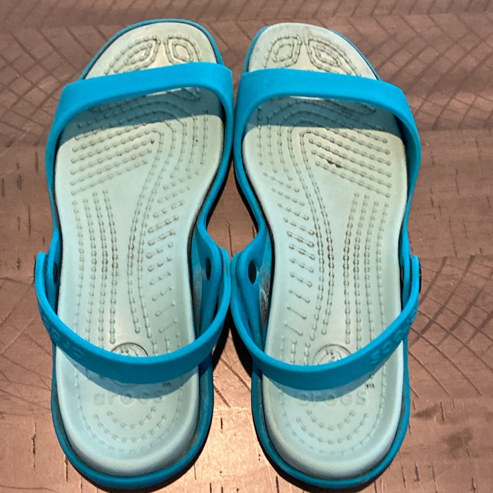 Crocs teal sandals size 8